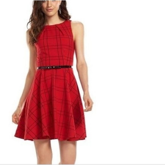 ELLE Red & Black A-Line Dress - Size 8 (No‎ Belt) - Picture 2 of 7